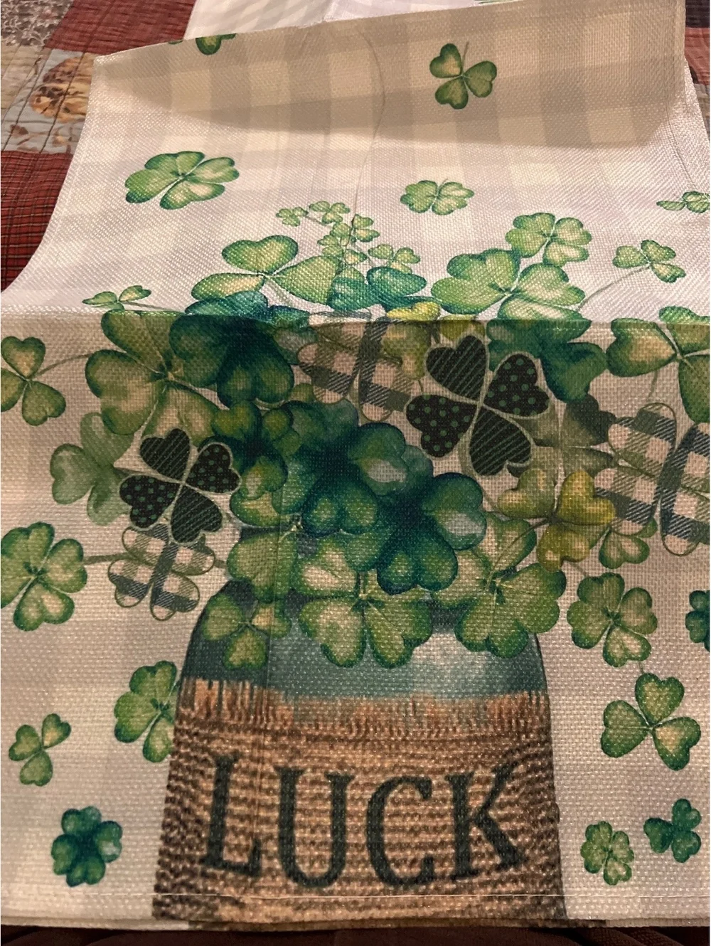 Decorative St. Patrick's Day Table Runner with Luck and Shamrock Design